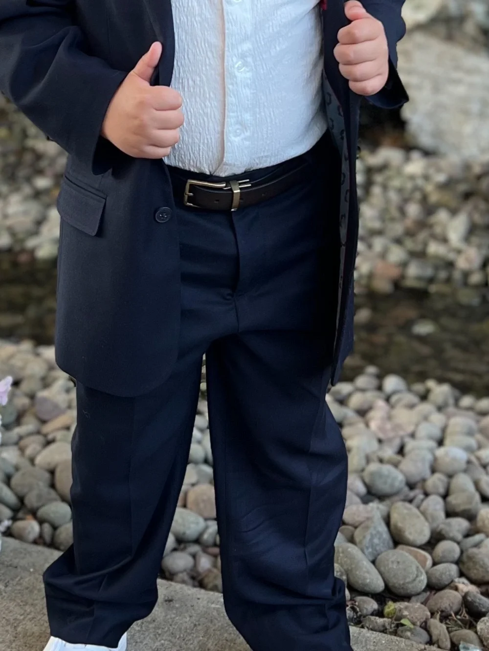 Boys Navy Blue Suit Jacket & Pants - Classic Two-Piece Blazer Set size 16